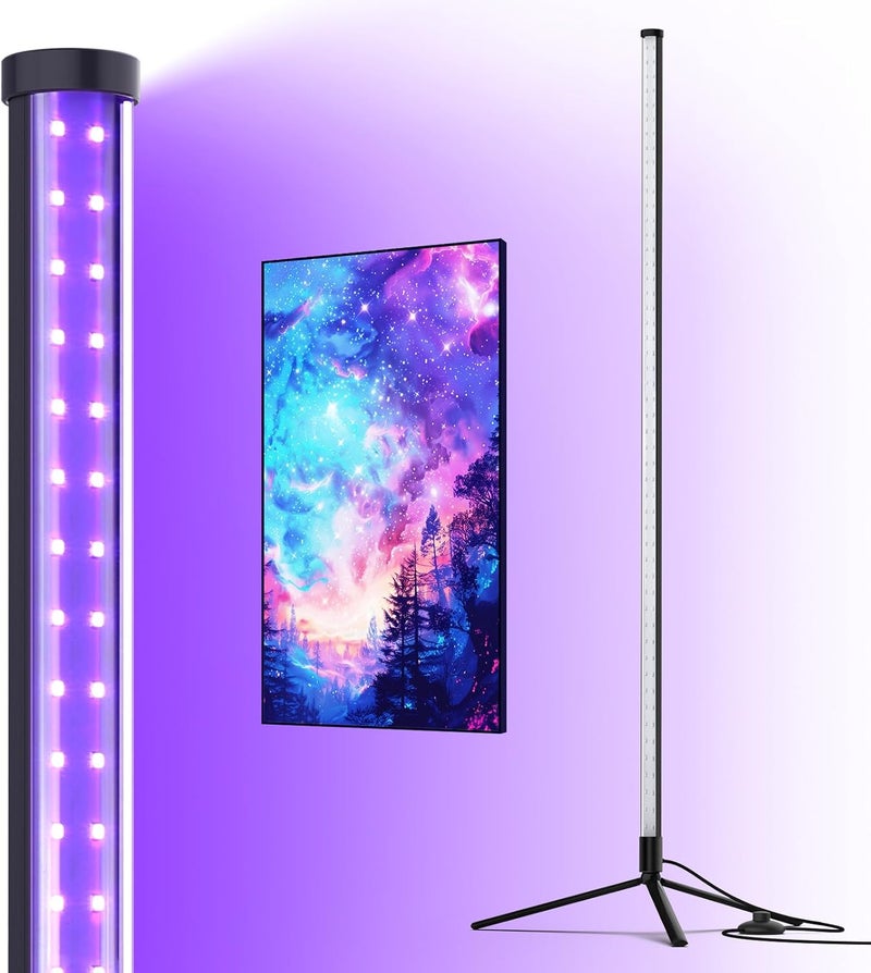 Barrina LED Black Light Bar, Perfect for Party, Halloween T10 Vertical Standing UV Blacklight Fixture, 42W, 385-400nm, 4FT Height with On/Off Switch and Tripod Floor Stand - Image 1